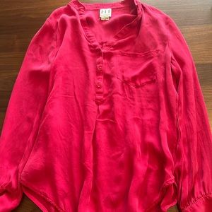Pink silk Haute Hippie button down shirt, size small
